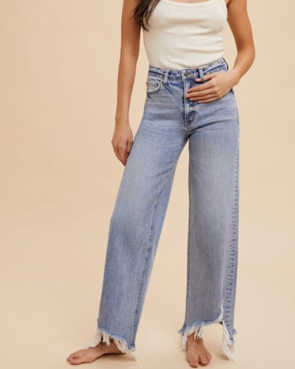 High Rise Straight Light Wash Denim