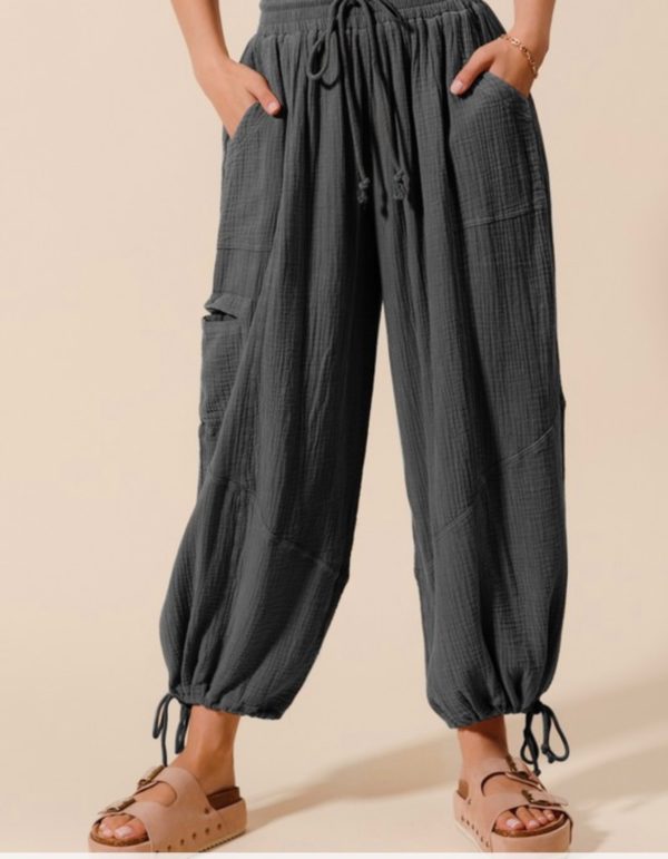 Ash Grey Gauze Harem Pant