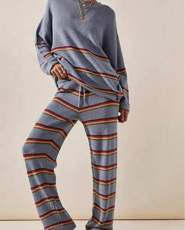 Two Piece Stripe Knit Set - 2 Colors